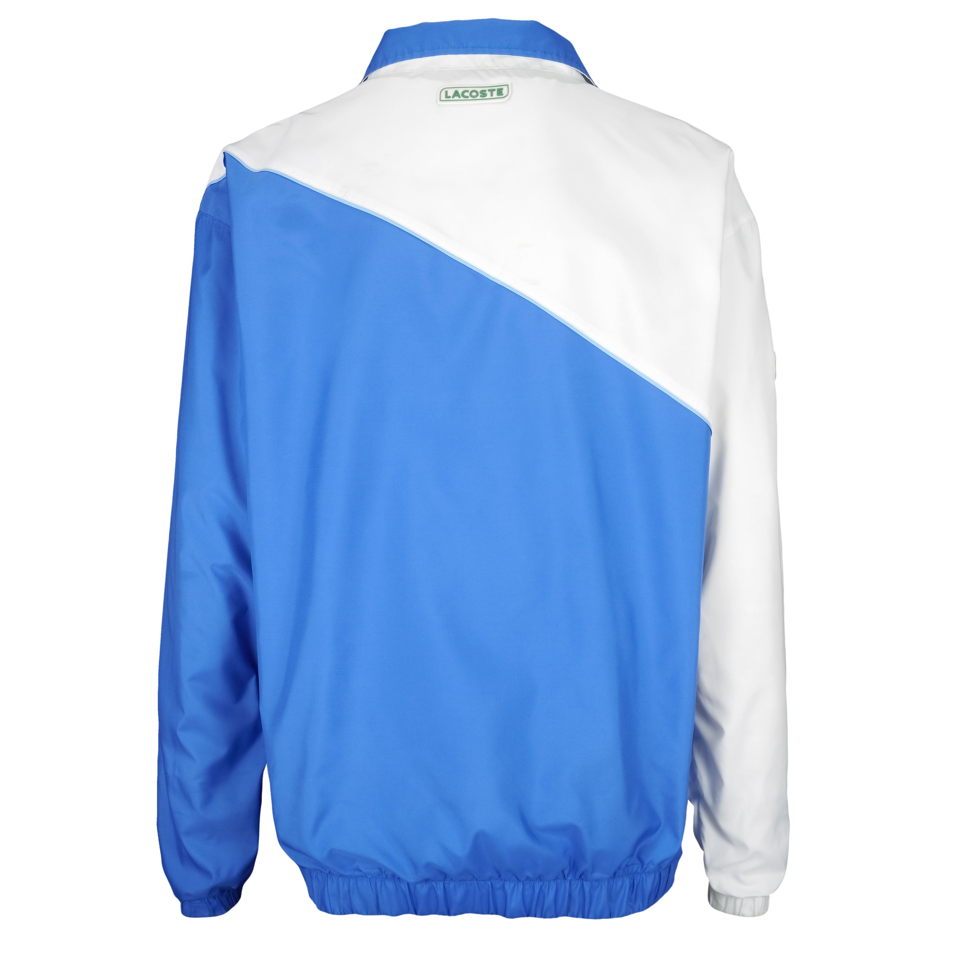 Lacoste - Blue & White Zip-Up Windbreaker 1990s X-Large Vintage Retro