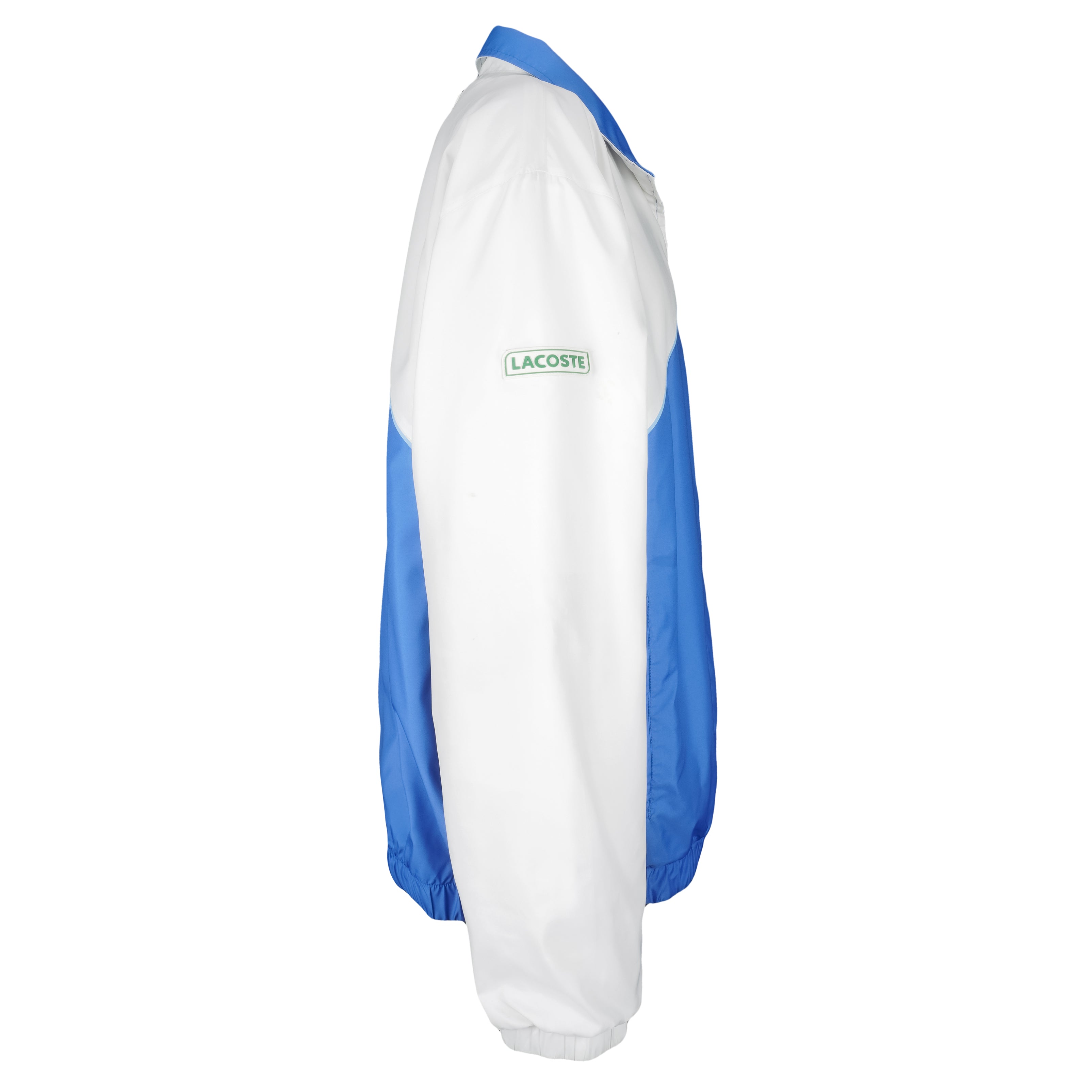Lacoste - Blue & White Zip-Up Windbreaker 1990s X-Large Vintage Retro