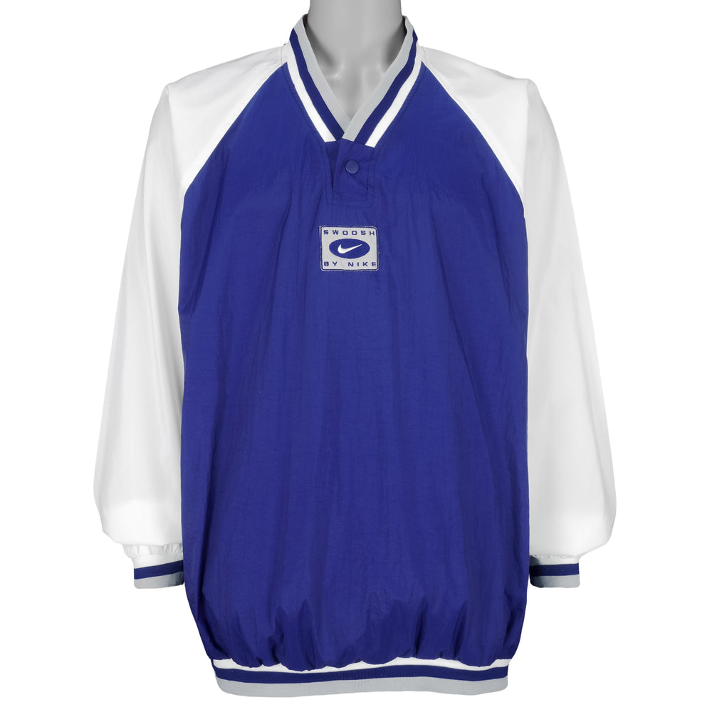 Nike - Blue & White Swoosh Pullover Windbreaker 1990s X-Large Vintage Retro