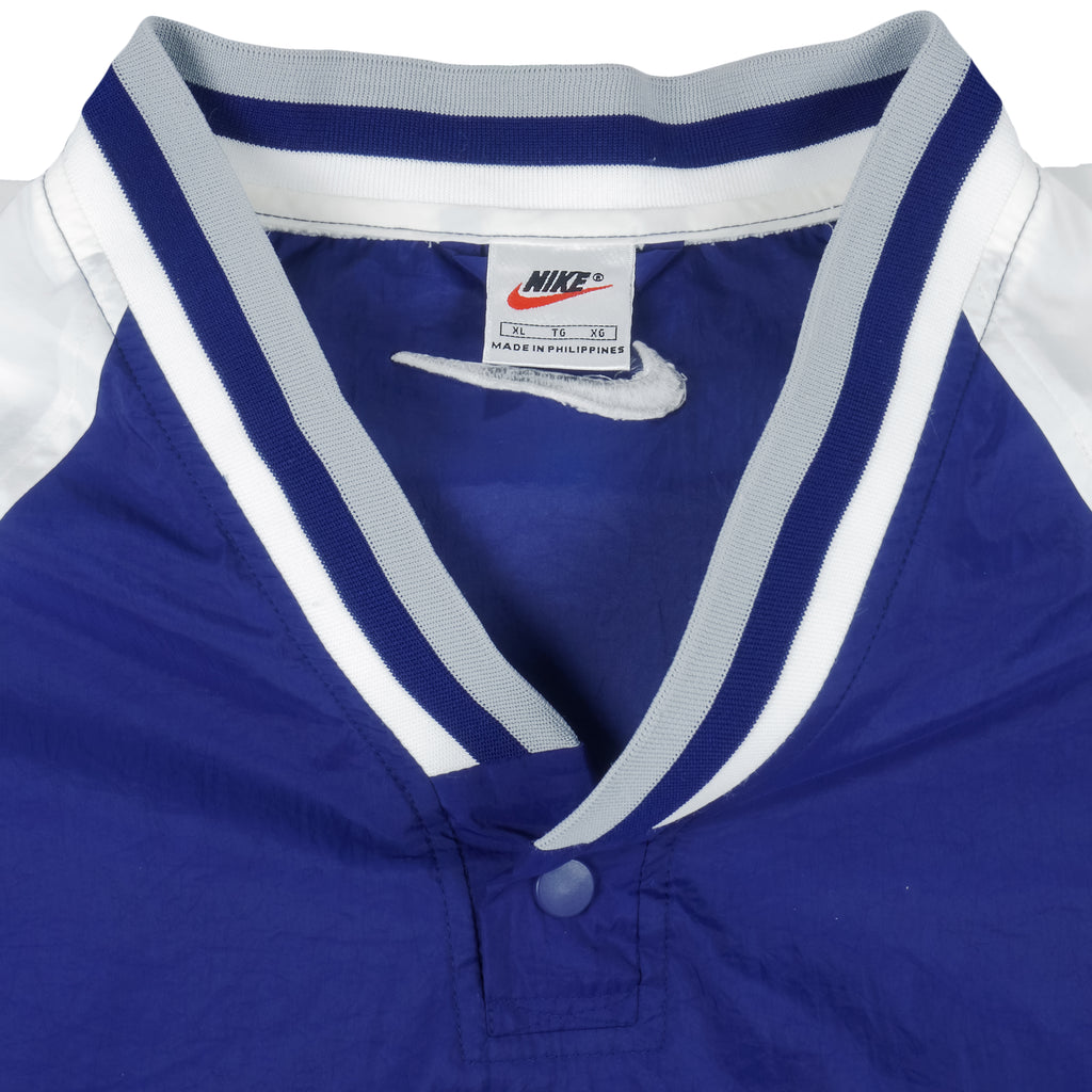Nike - Blue & White Swoosh Pullover Windbreaker 1990s X-Large Vintage Retro