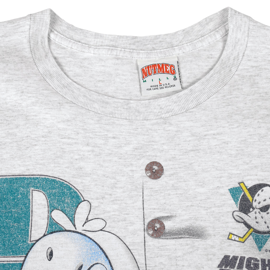 NHL (Nutmeg) - Mighty Ducks of Anaheim T-Shirt 1994 Large Vintage Retro Hockey