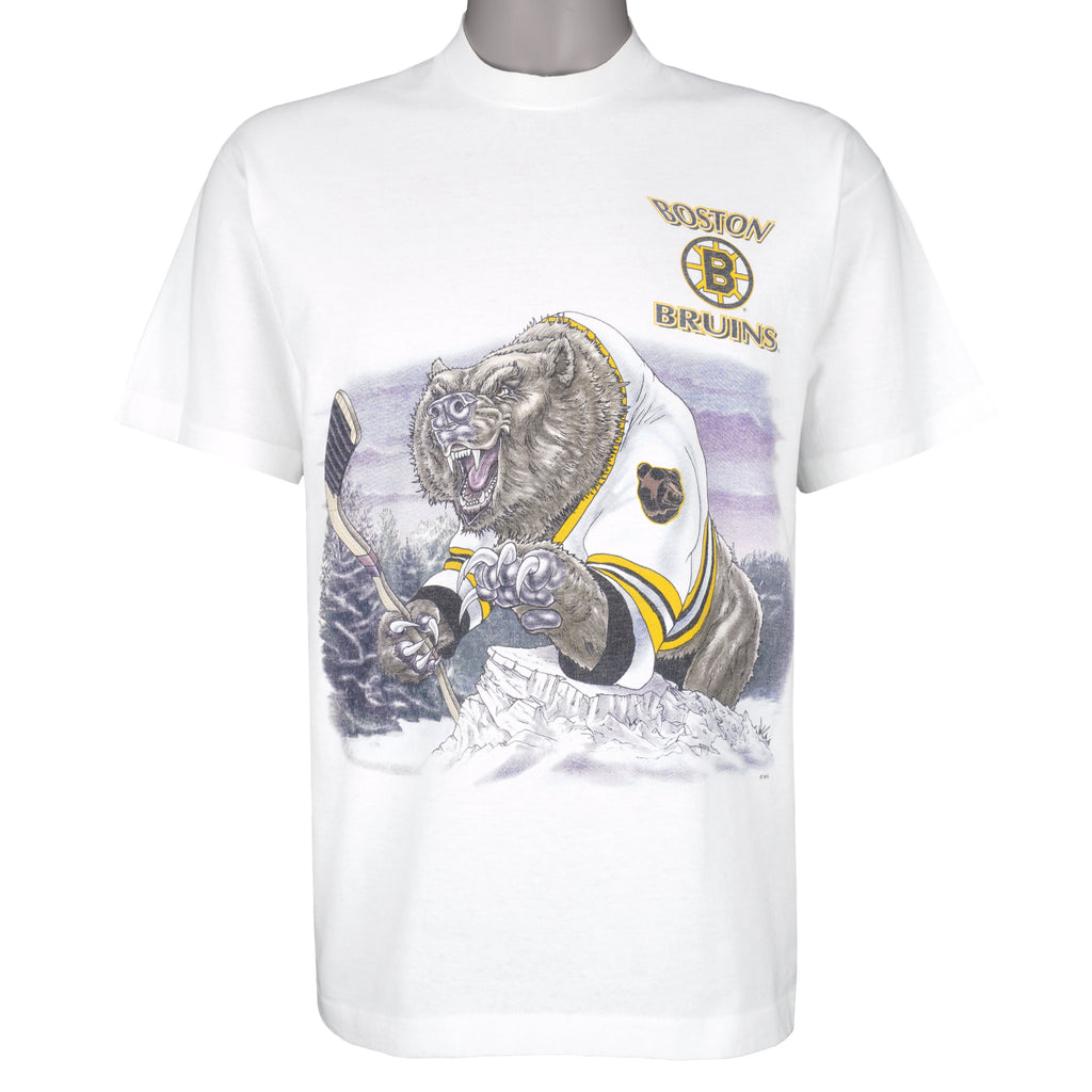 NHL (Heavy) - Boston Bruins Hockey Spell-Out T-Shirt 1990s Large Vintage Retro
