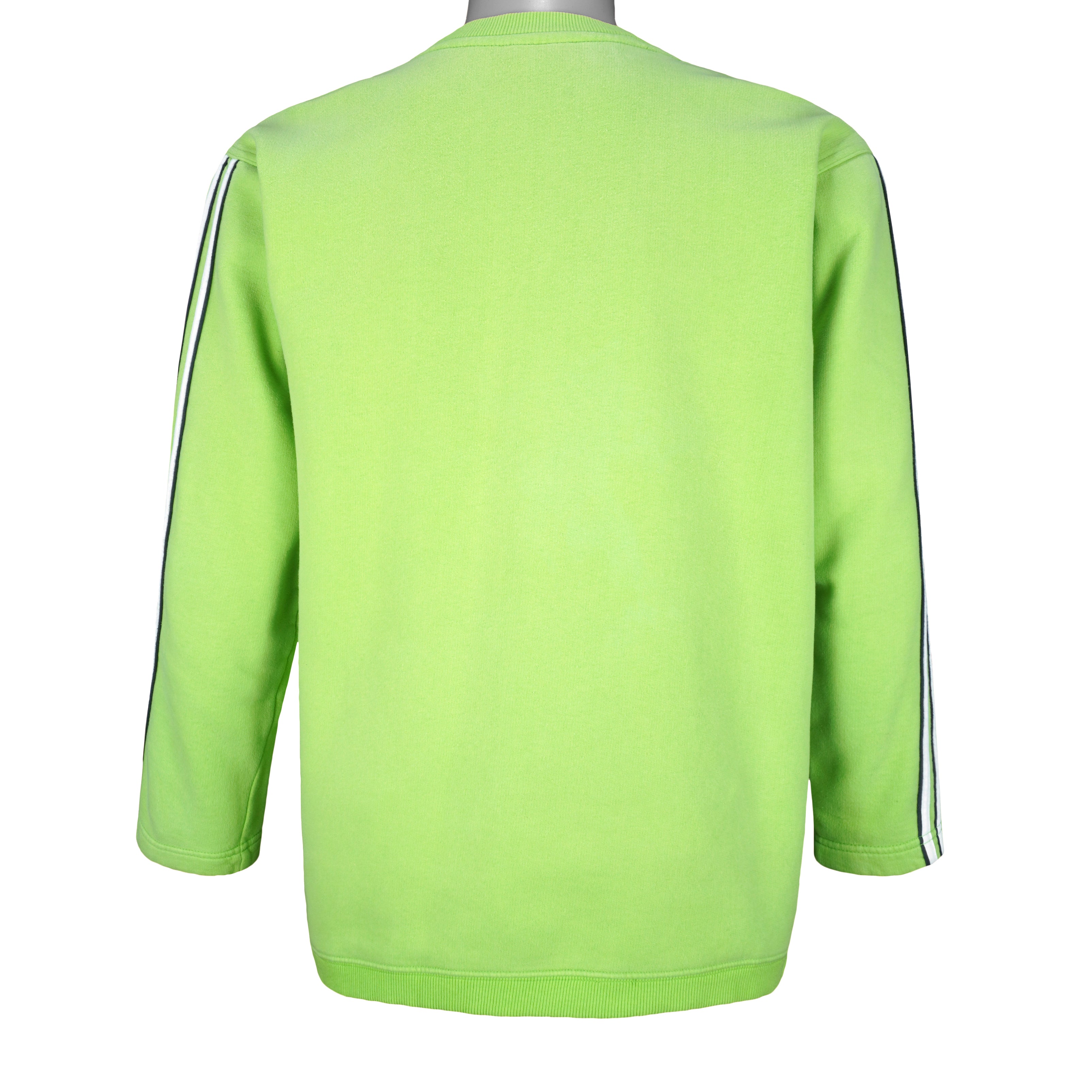Adidas - Green Stripe Sweatshirt 1990s Medium Vintro Retro