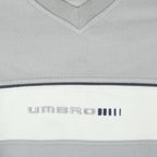 Umbro - Grey Embroidered V-Neck Sweatshirt 1990s Small Vintage Retro