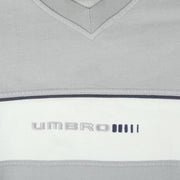 Umbro - Grey Embroidered V-Neck Sweatshirt 1990s Small Vintage Retro