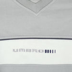 Umbro - Grey Embroidered V-Neck Sweatshirt 1990s Small Vintage Retro