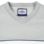 Umbro - Grey Embroidered V-Neck Sweatshirt 1990s Small Vintage Retro