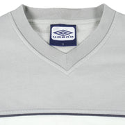 Umbro - Grey Embroidered V-Neck Sweatshirt 1990s Small Vintage Retro