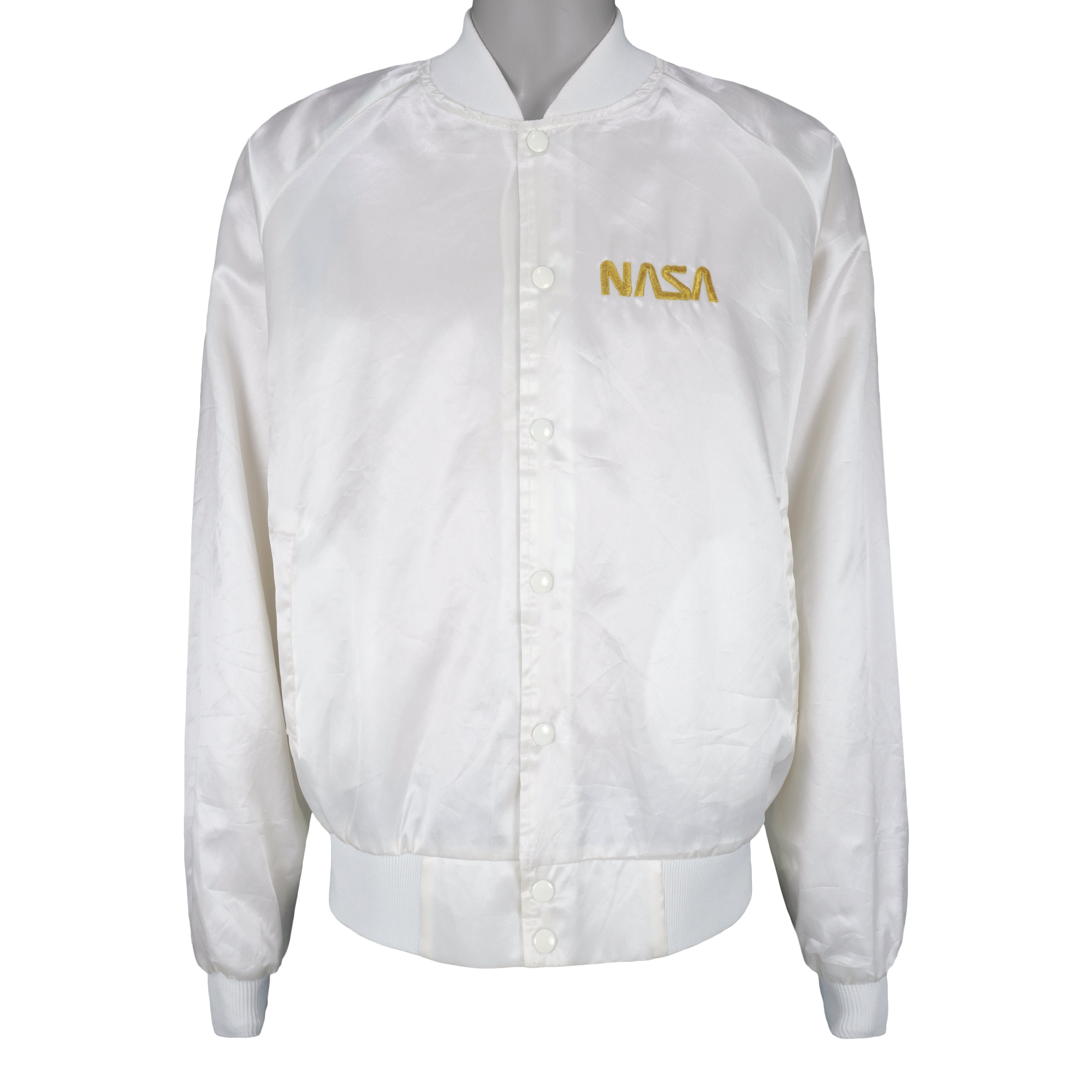 Vintage (Satins) - White NASA Spell-Out Jacket 1990s X-Large Vintage Retro