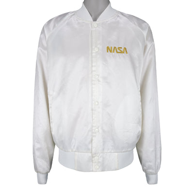 Vintage (Satins) - White NASA Satin Jacket 1990s X-Large