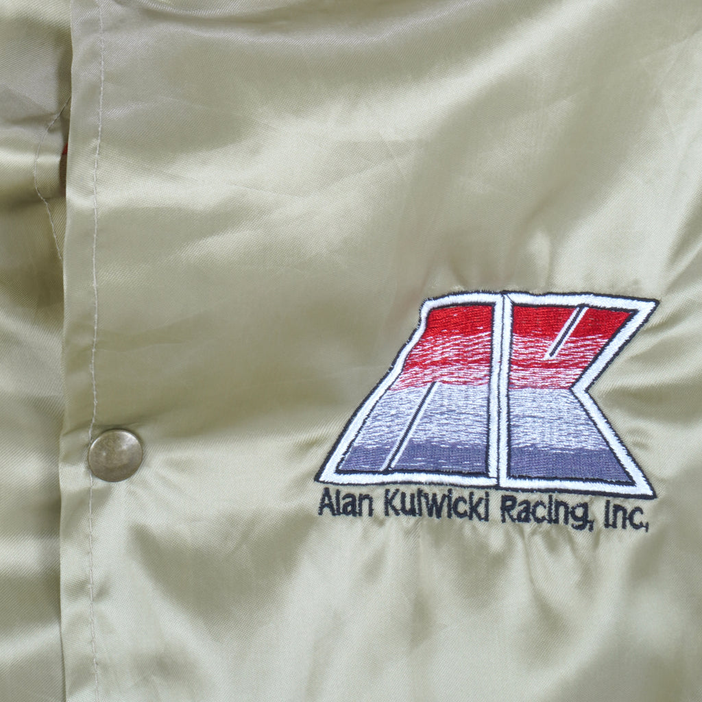 NASCAR (West Ark) - White Alan Kulwicki No.7 Satin Jacket 1990s X-Large Vintage Retro