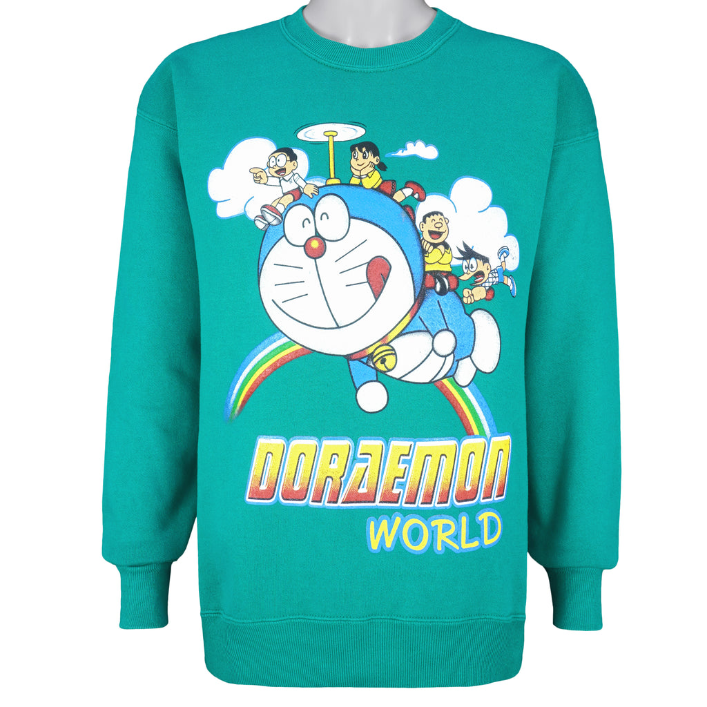 Vintage (Lee) - Green Doraemon World Crew Neck Sweatshirt 1990s Large Vintage Retro