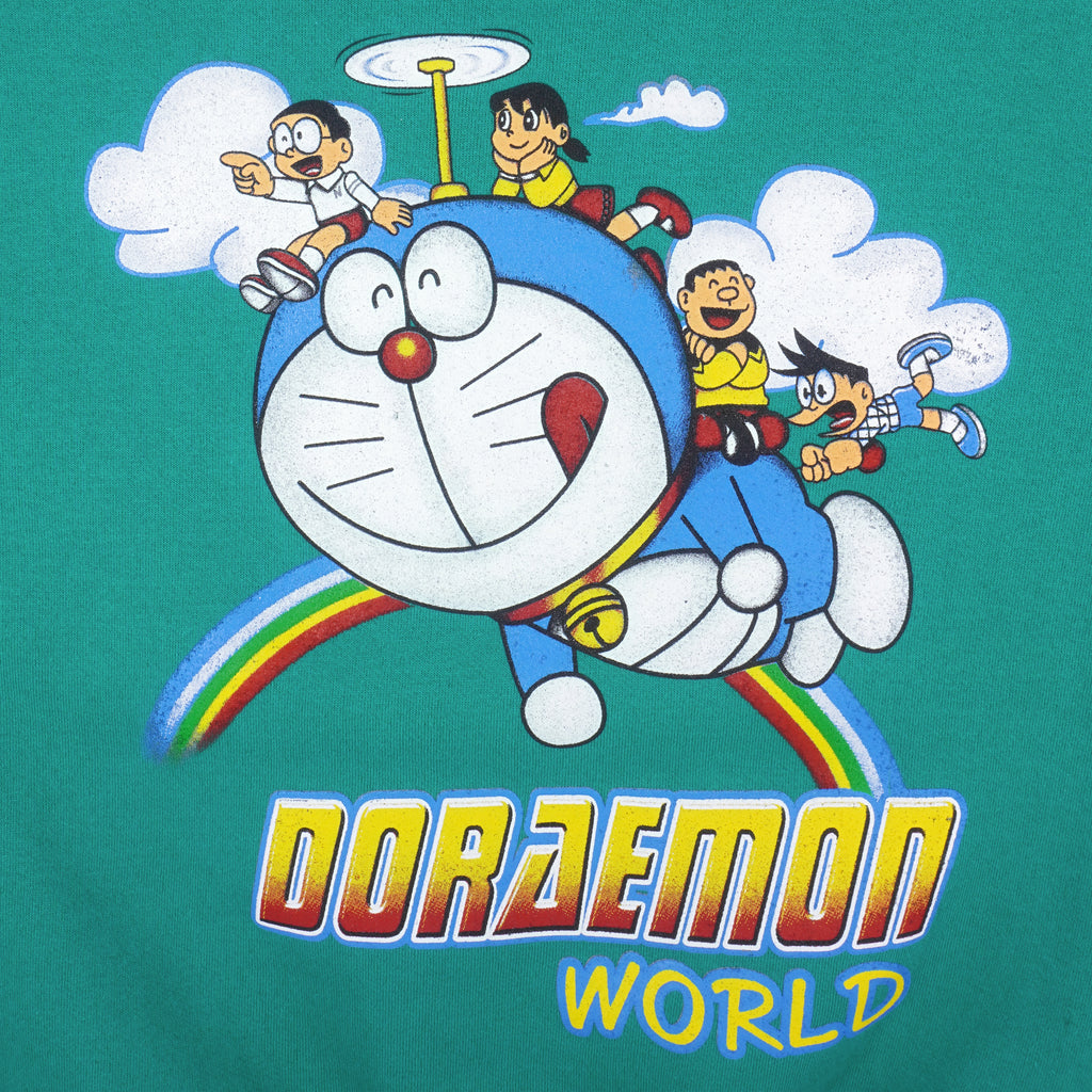 Vintage (Lee) - Green Doraemon World Crew Neck Sweatshirt 1990s Large Vintage Retro