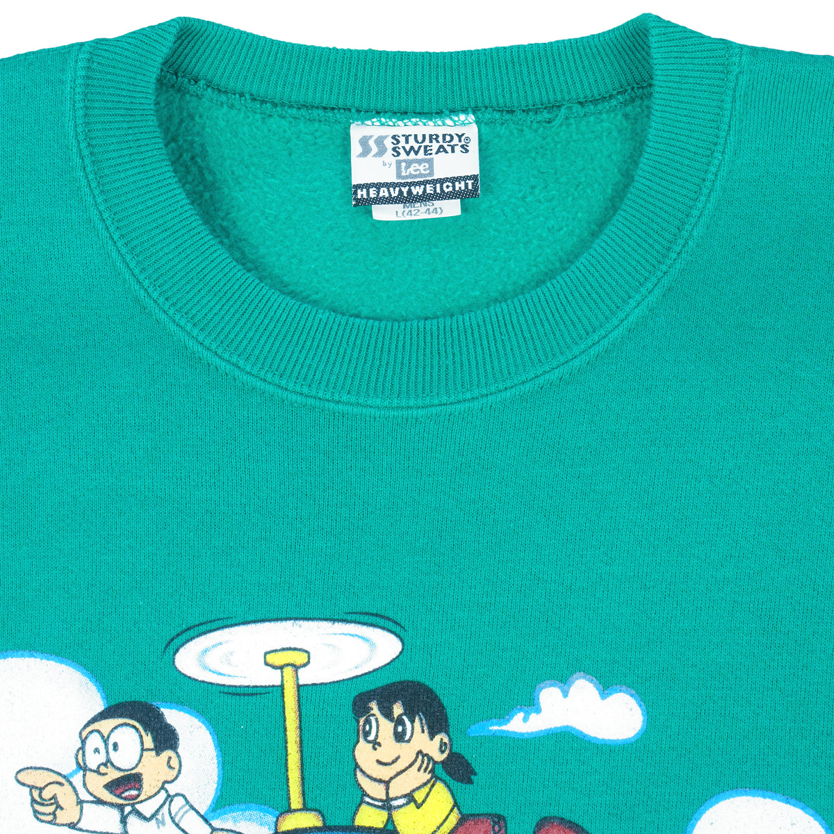 Vintage (Lee) - Green Doraemon World Crew Neck Sweatshirt 1990s Large Vintage Retro