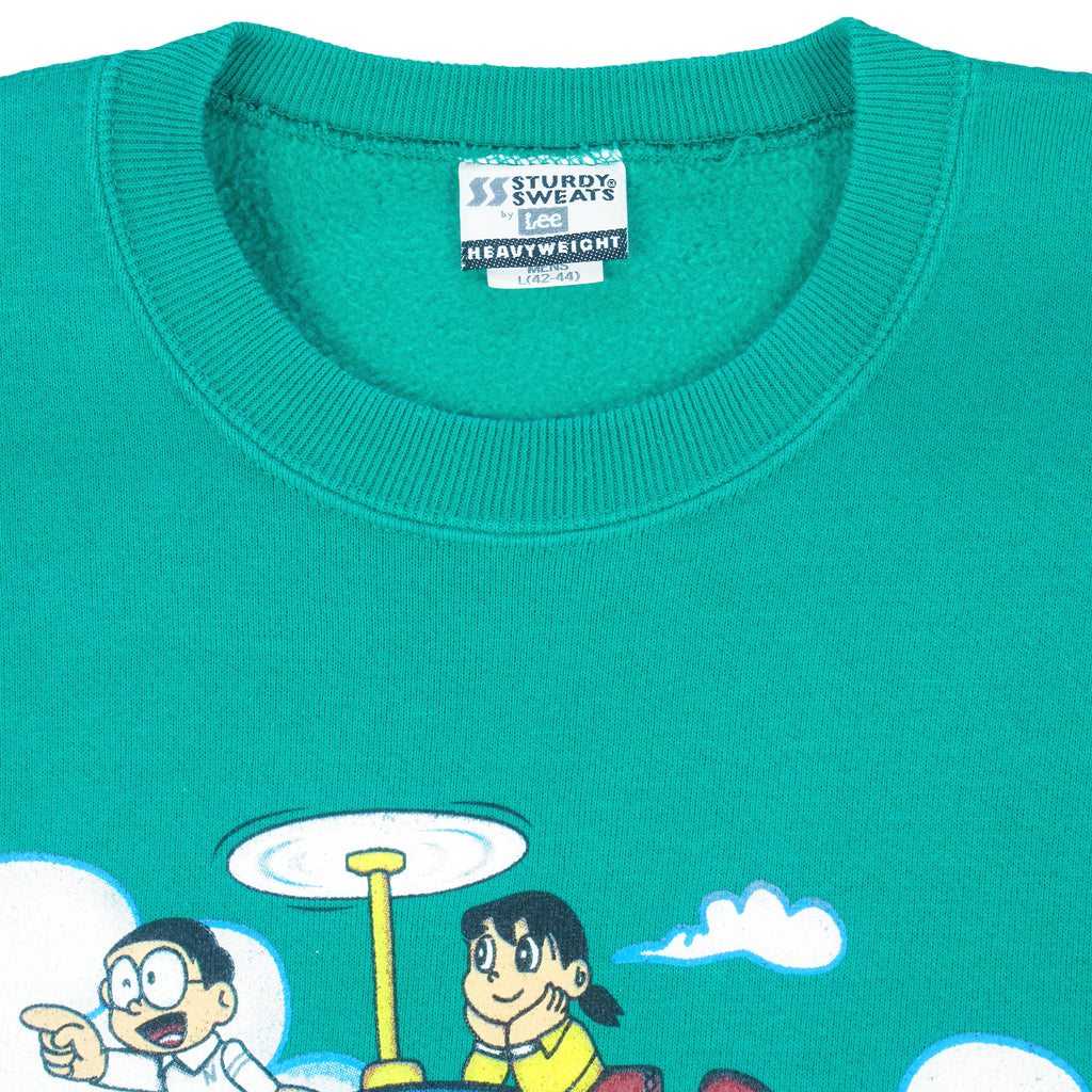 Vintage (Lee) - Green Doraemon World Crew Neck Sweatshirt 1990s Large Vintage Retro