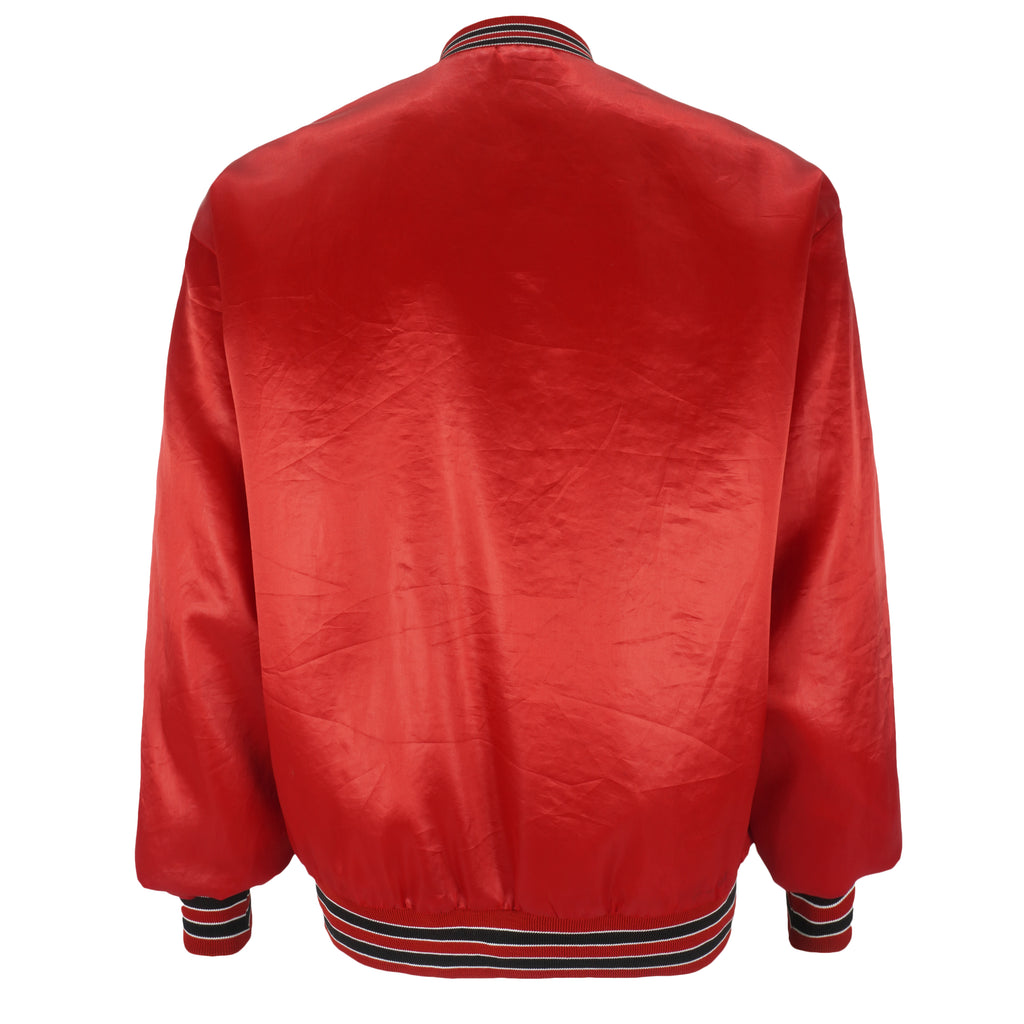 NBA (Swingster) - Red Chicago Bulls Spell-Out Satin Jacket 1990s X-Large Vintage Retro Basketball