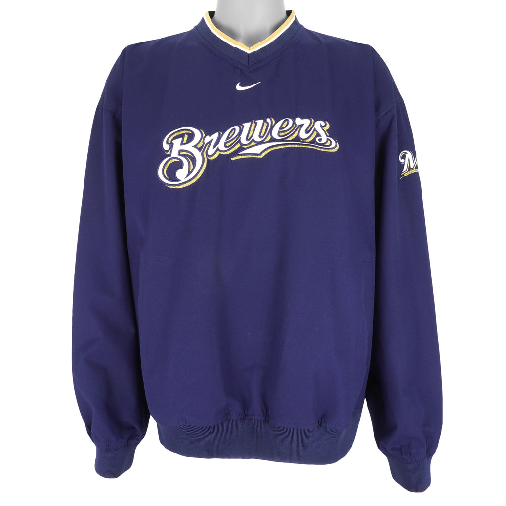 Nike - Milwaukee Brewers Pullover Jacket 1990s Large Vintage Retro Baseball