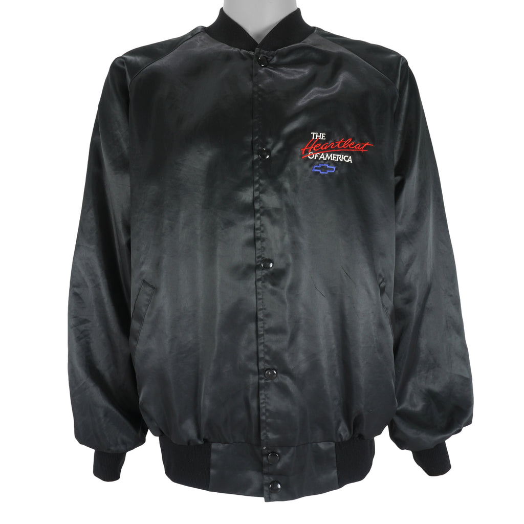 NASCAR (Westark) - Black Chevrolet Racing Satin Jacket 1990s X-Large Vintage Retro