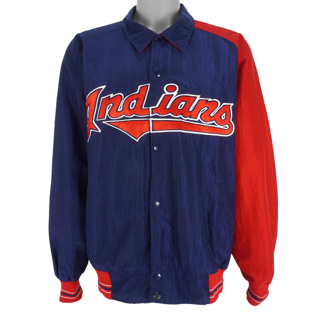Starter - Cleveland Indians Big Spell-Out Jacket 1990s XX-Large Vintage Retro Baseball