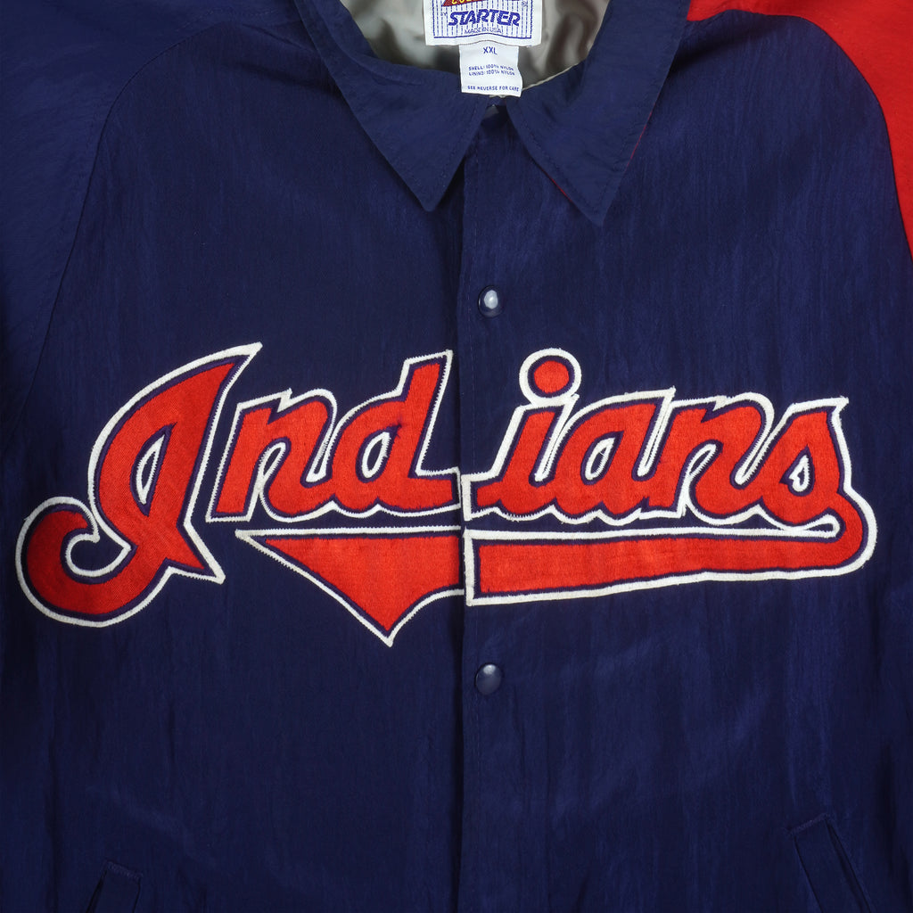 Starter - Cleveland Indians Big Spell-Out Jacket 1990s XX-Large Vintage Retro Baseball