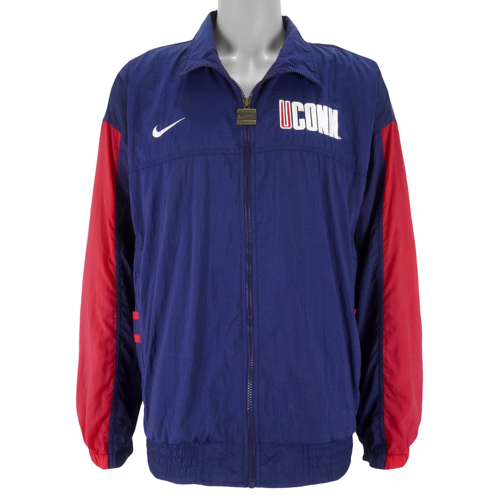 Nike - UCONN Big Logo Windbreaker 1990s X-Large Vintage Retro Football College