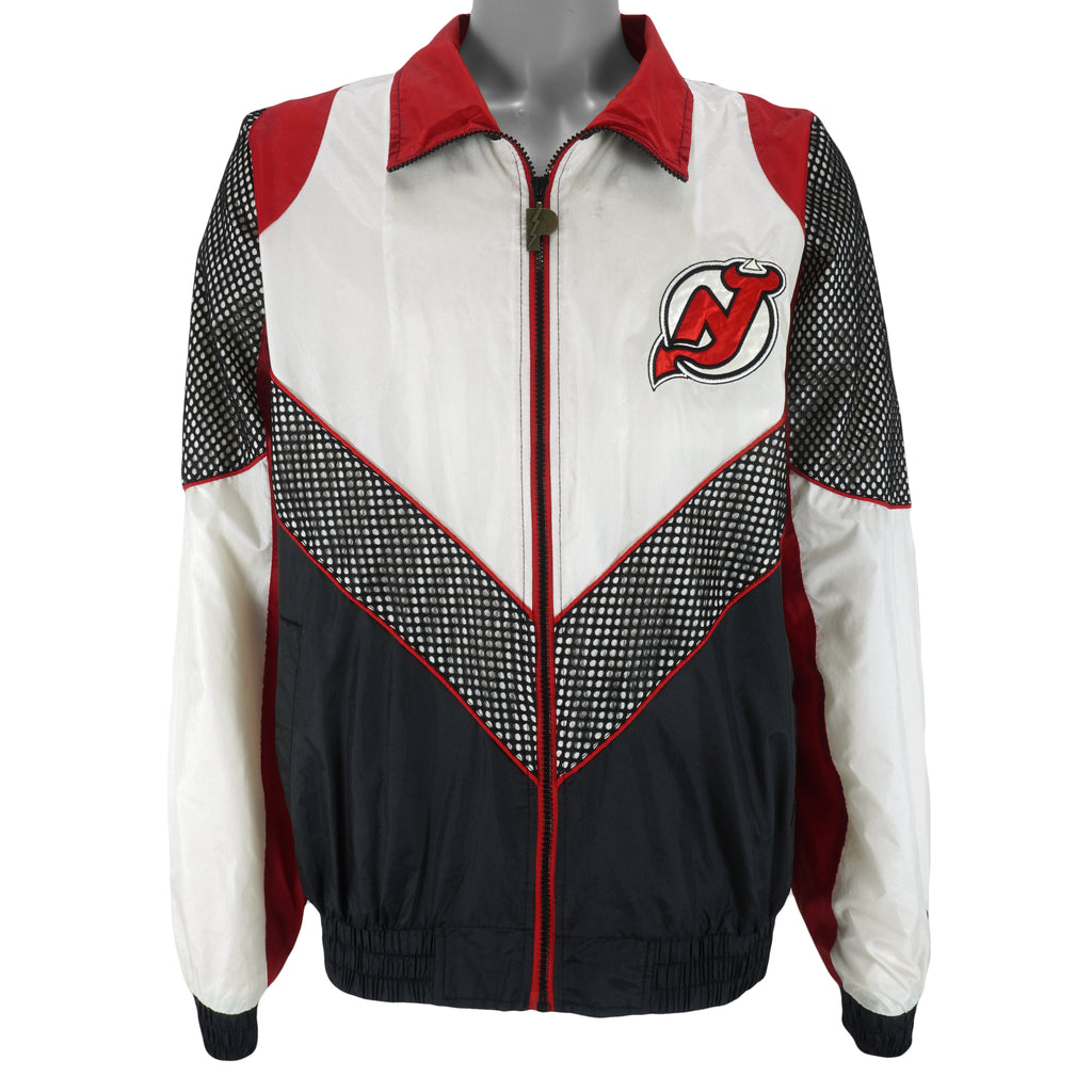 NHL (Pro Player) - New Jersey Devils Windbreaker 1990s Large Vintage Retro Hockey