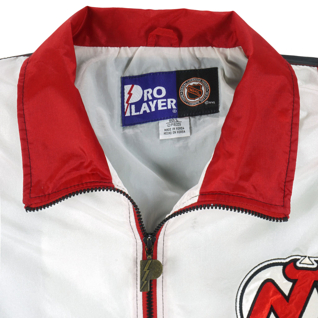 NHL (Pro Player) - New Jersey Devils Windbreaker 1990s Large Vintage Retro Hockey