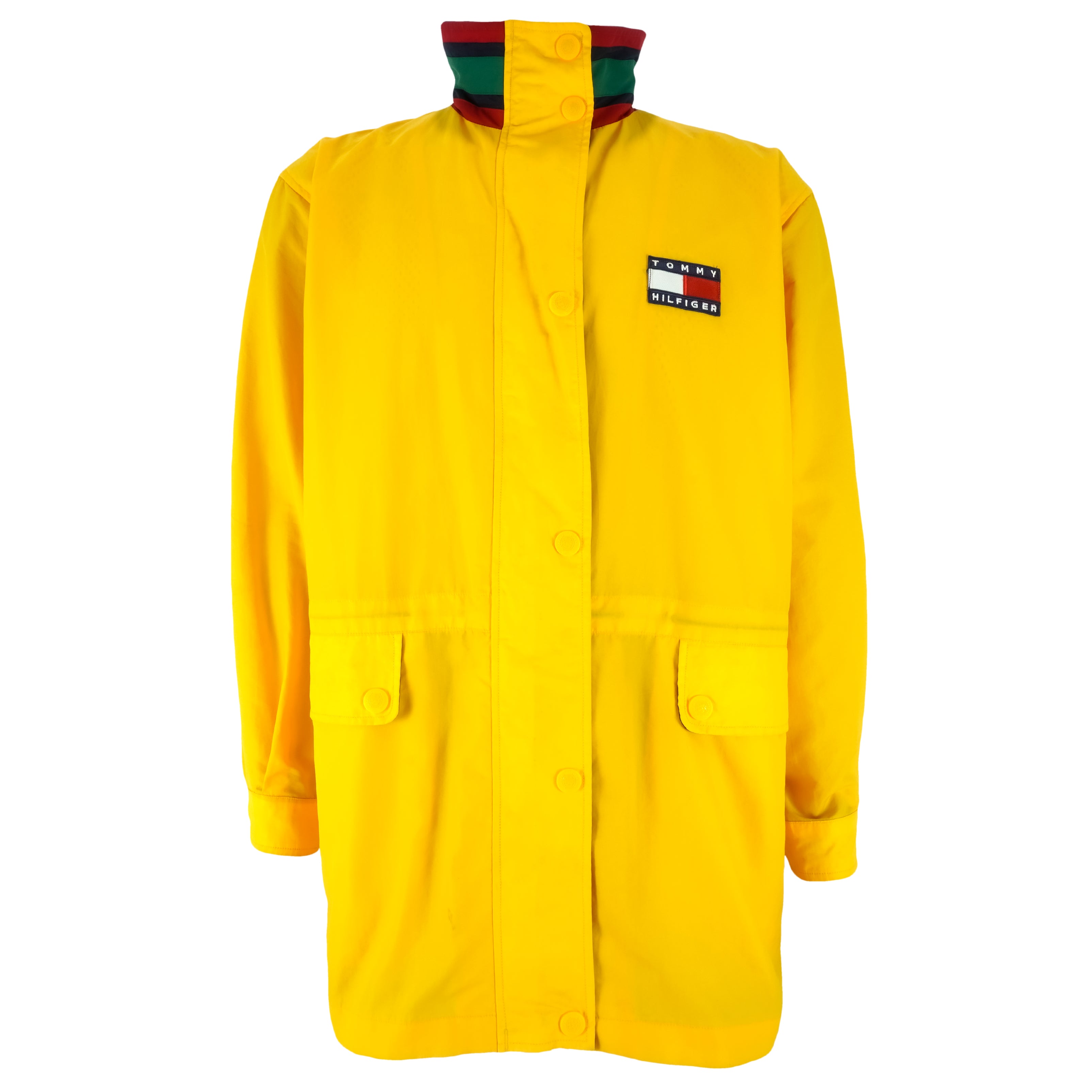 Tommy Hilfiger - Yellow Zip-Up Windbreaker Large Vintage Retro