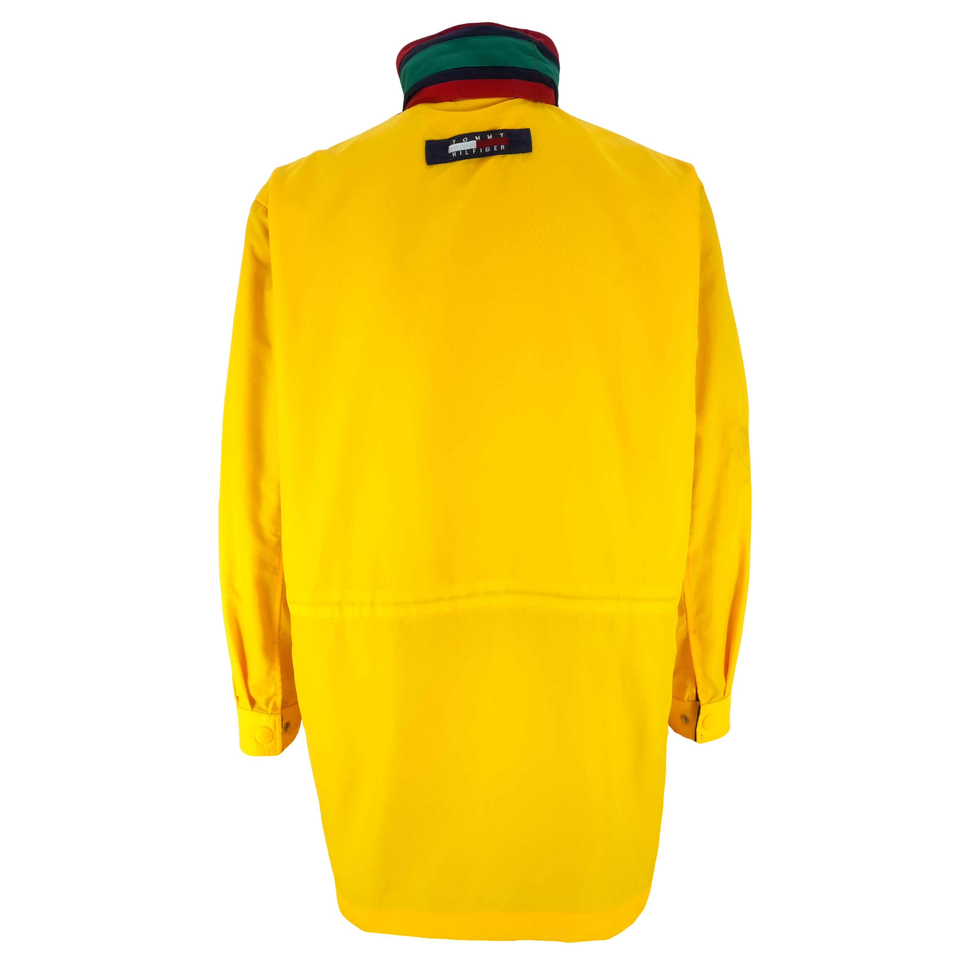 Tommy Hilfiger - Yellow Zip-Up Windbreaker Large Vintage Retro