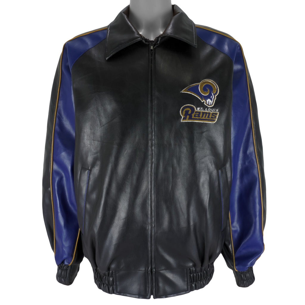 NFL - St. Louis Rams Big Logo Faux Leather Jacket 1990s Medium Vintage Retro Football