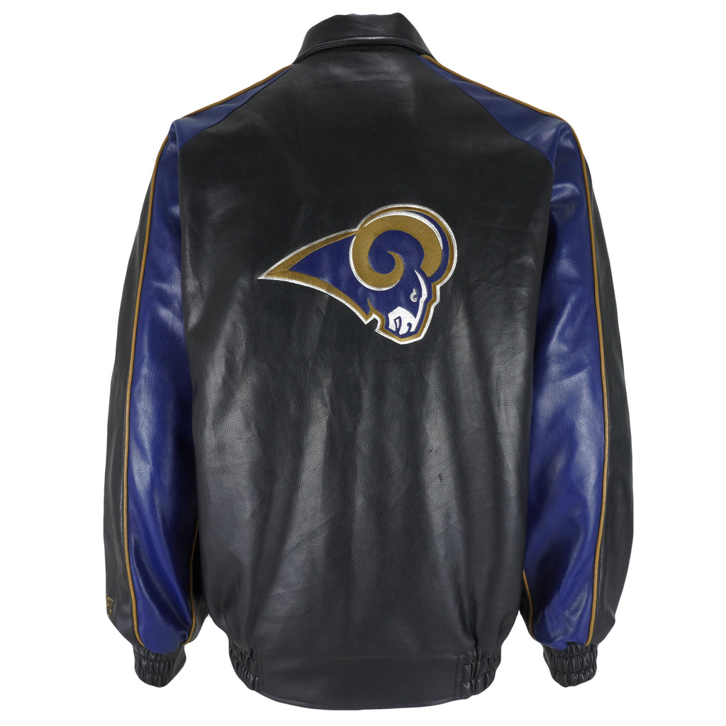 NFL - St. Louis Rams Big Logo Faux Leather Jacket 1990s Medium Vintage Retro Football