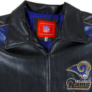 NFL - St. Louis Rams Big Logo Faux Leather Jacket 1990s Medium Vintage Retro Football