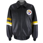 NFL - Pittsburgh Steelers Faux Leather Jacket 1990s Large Vintage Retro Football