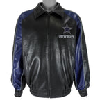 NFL - Dallas Cowboys Zip-Up Faux Leather Jacket 1990s Medium Vintage Retro Football