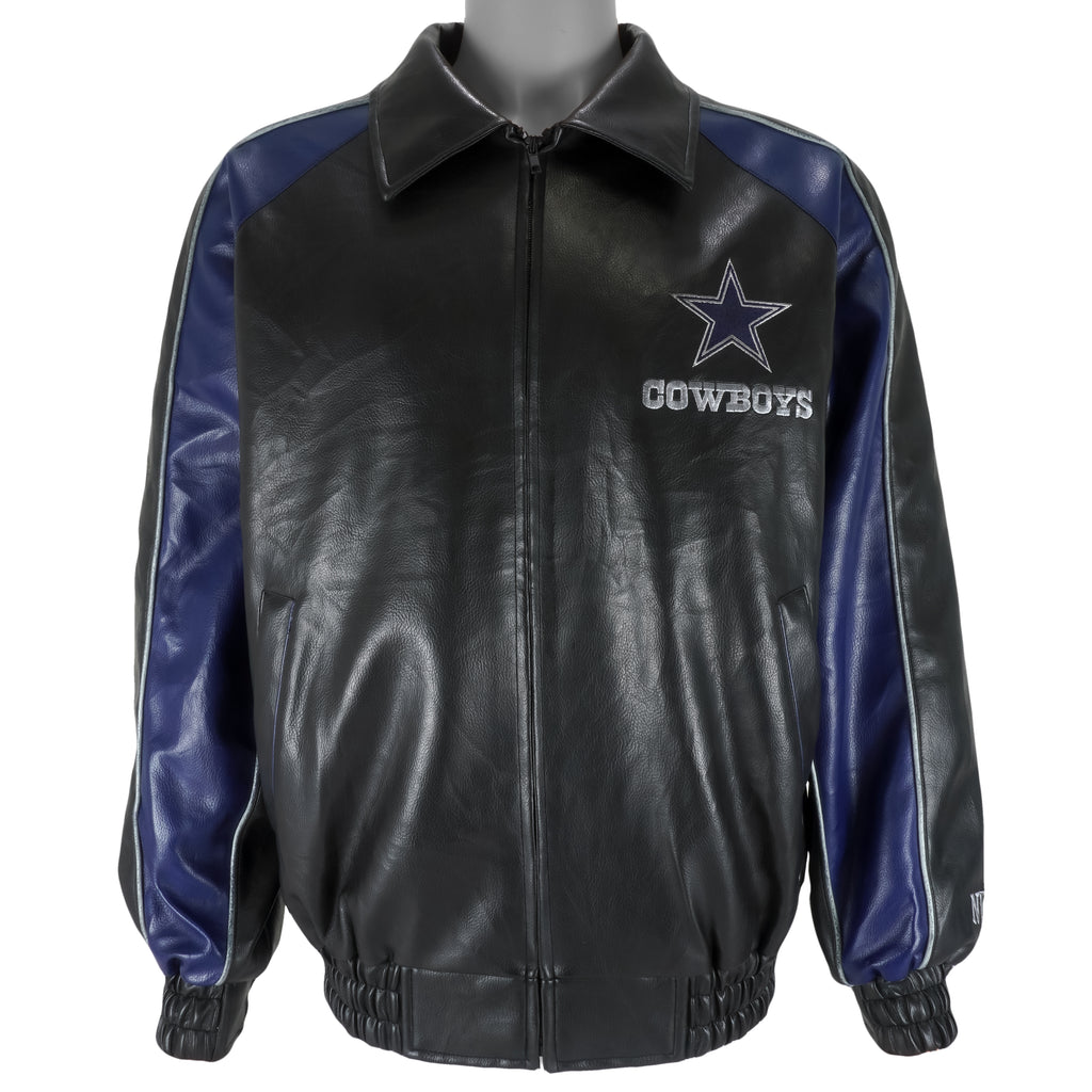 NFL - Dallas Cowboys Zip-Up Faux Leather Jacket 1990s Medium Vintage Retro Football
