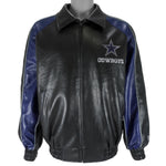 NFL - Dallas Cowboys Zip-Up Faux Leather Jacket 1990s Medium Vintage Retro Football