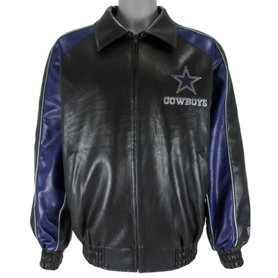 NFL - Dallas Cowboys Zip-Up Faux Leather Jacket 1990s Medium