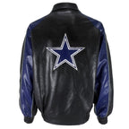 NFL - Dallas Cowboys Zip-Up Faux Leather Jacket 1990s Medium Vintage Retro Football