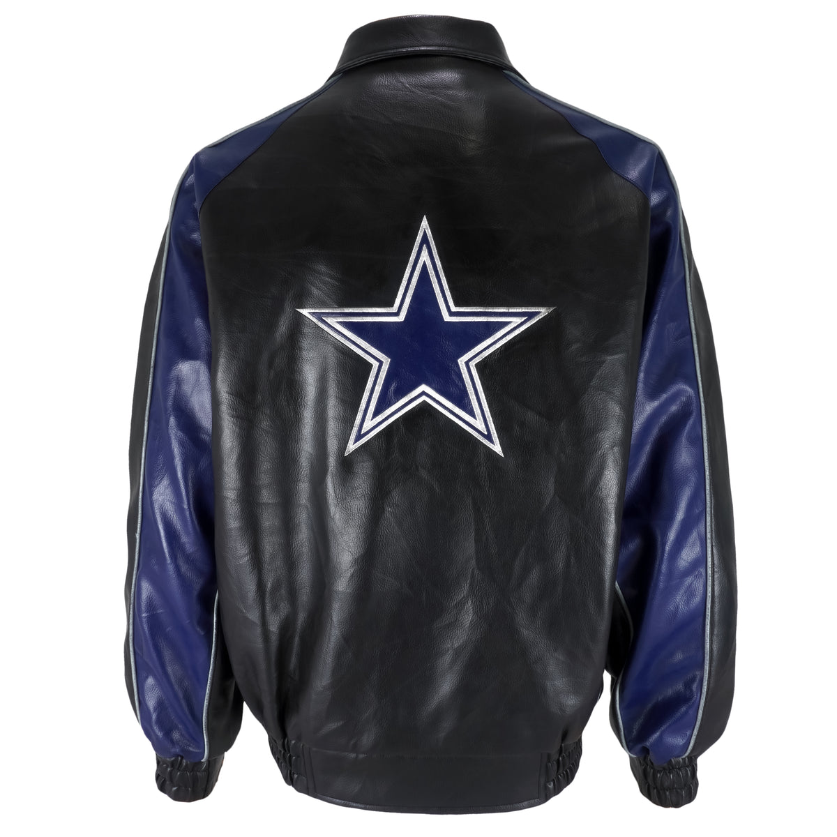 NFL - Dallas Cowboys Zip-Up Faux Leather Jacket 1990s Medium Vintage Retro Football
