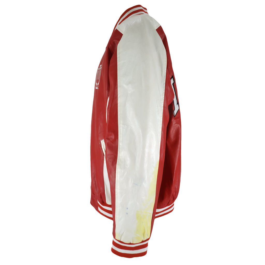 NCAA (Steve & Barrys) - Indiana Hoosiers Faux Leather Jacket 1990s X-Large Vintage Retro Football College