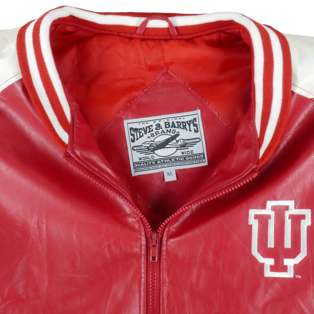 NCAA (Steve & Barrys) - Indiana Hoosiers Faux Leather Jacket 1990s X-Large Vintage Retro Football College