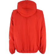 Adidas - Red Big Spell-Out Hooded Windbreaker 1990s Large Vintage Retro