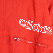 Adidas - Red Big Spell-Out Hooded Windbreaker 1990s Large Vintage Retro