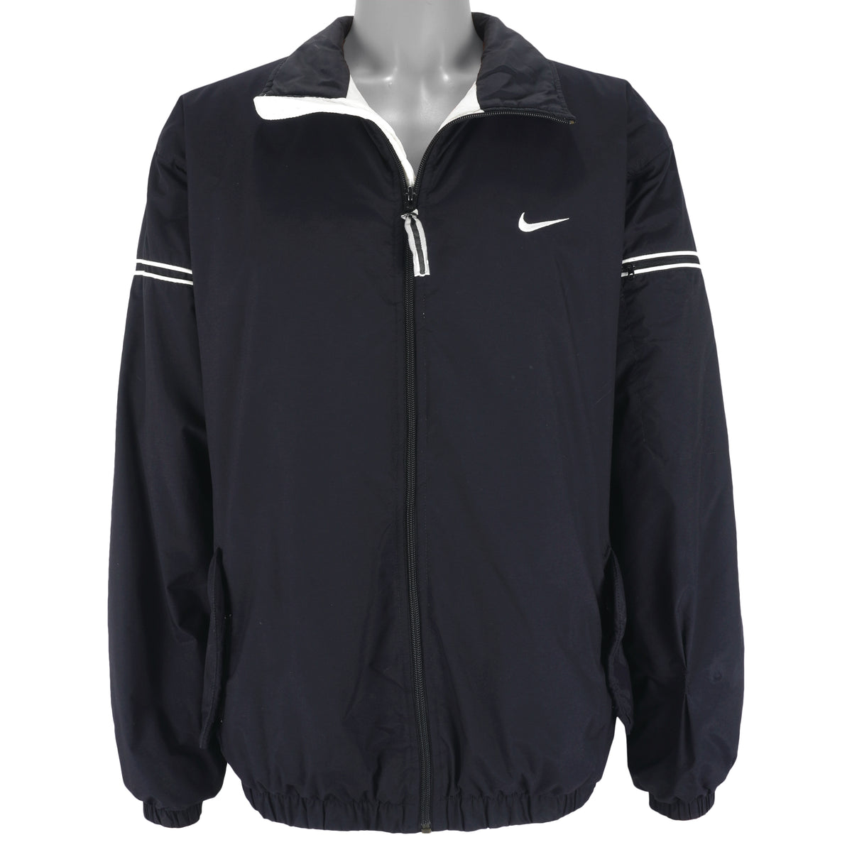 Nike - Black Embroidered Zip-Up Jacket Large Vintage Retro