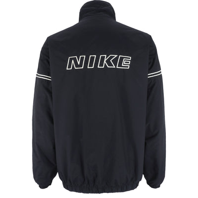 Nike  - Black & White Embroidered Spell-Out Zip-Up Jacket Large