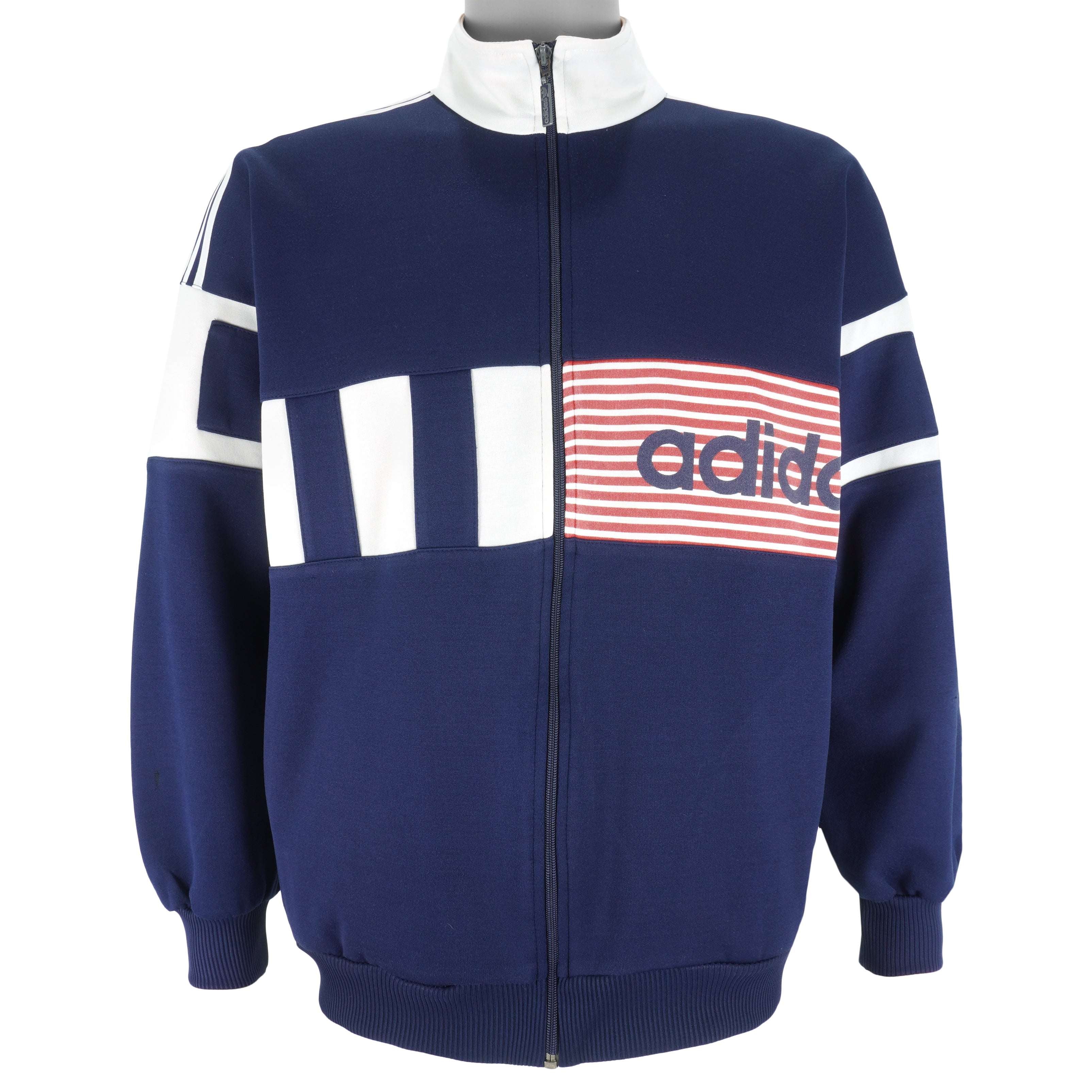 Adidas - Big Spell-Out Zip-Up Sweatshirt 1990s Medium Vintage Retro