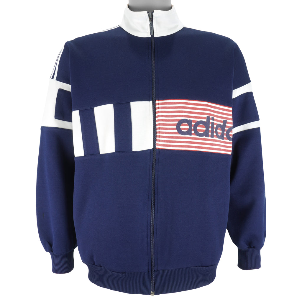 Adidas - Big Spell-Out Zip-Up Sweatshirt 1990s Medium Vintage Retro