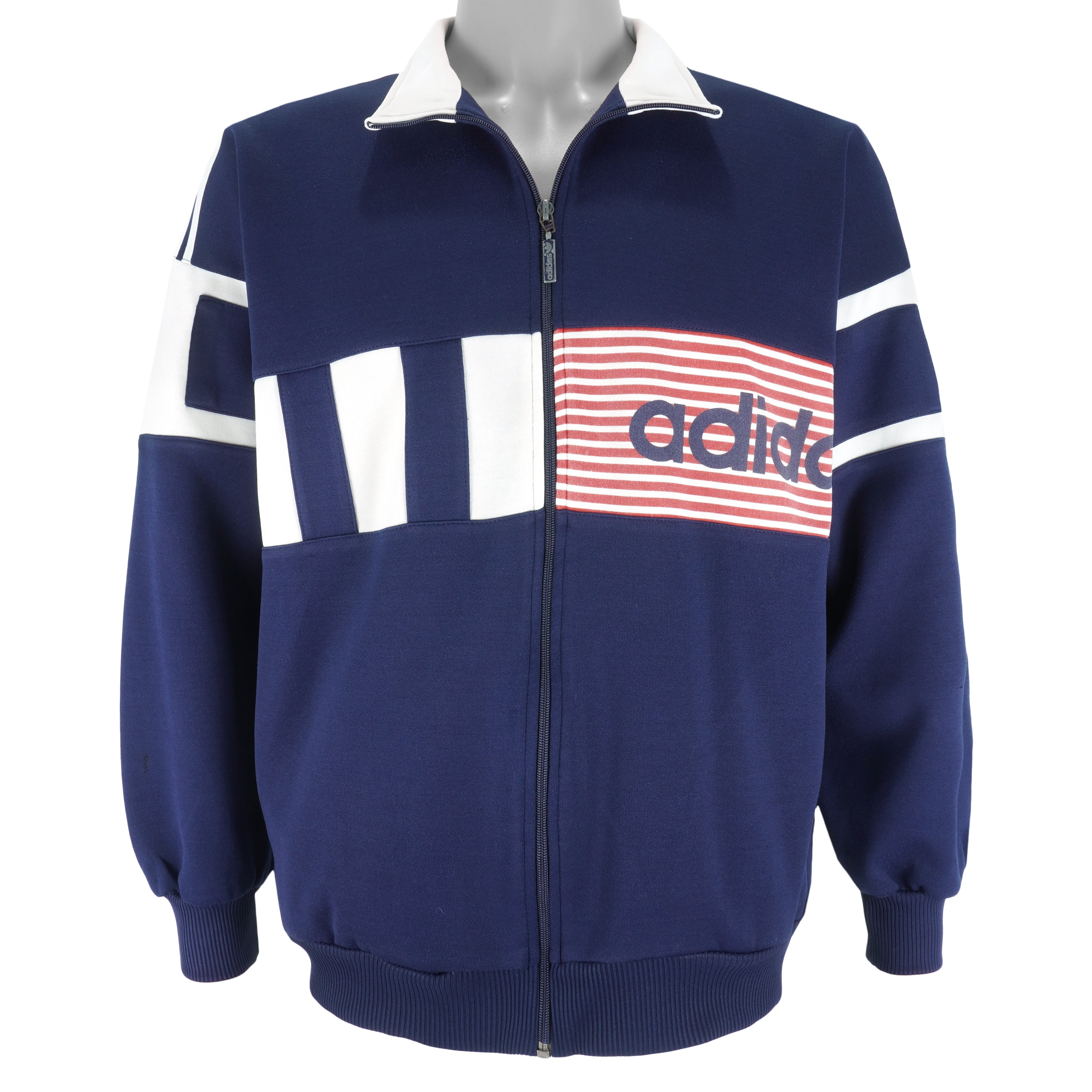 Adidas - Big Spell-Out Zip-Up Sweatshirt 1990s Medium Vintage Retro