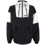 Adidas - Big Logo Embroidered Hooded Jacket 1990s Large Vintage Retro
