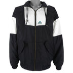 Adidas - Big Logo Embroidered Hooded Jacket 1990s Large Vintage Retro